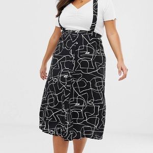 ASOS Curve Midi Button Front Abstract Print Skirt
